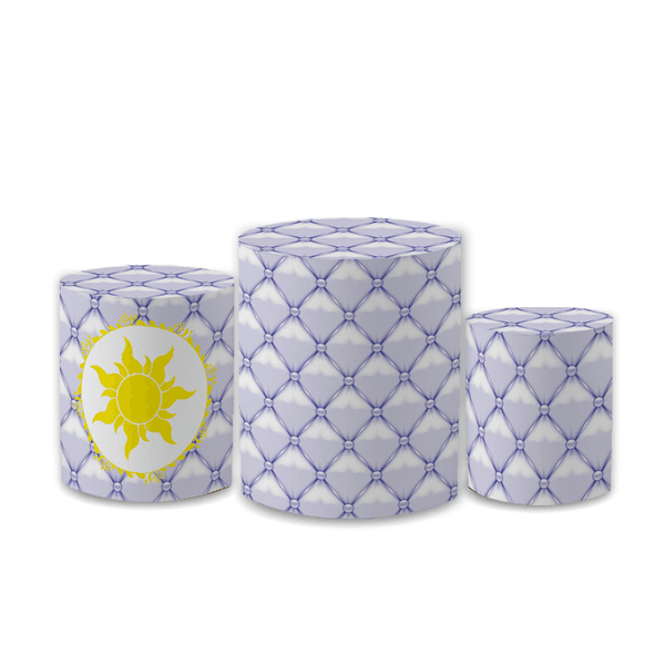 Trio Capas de Cilindros Sublimados Decorativo Tema Princesa Rapunzel Desenho Enrolados Decoração Infantil
