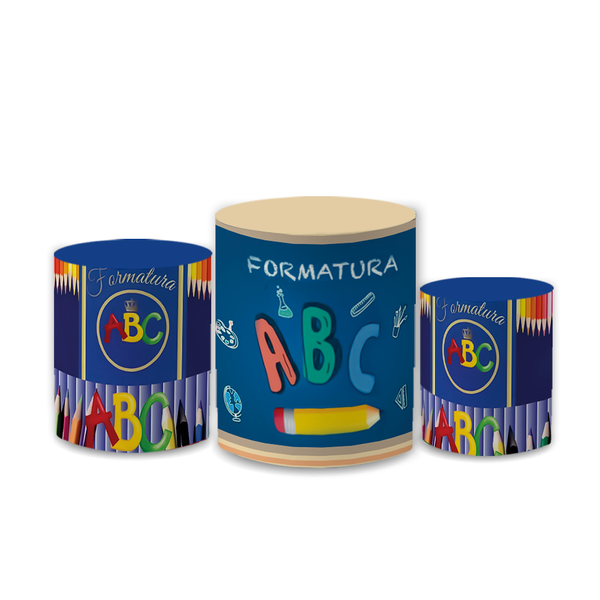 Trio Capas de Cilindros Sublimados Decorativo Tema Formatura Decoração Festa