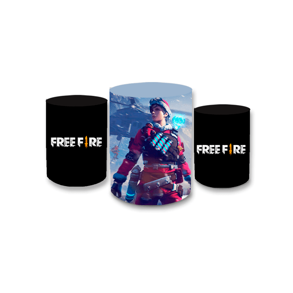 Trio Capas de Cilindros Sublimados Decorativo Tema Free Fire Game FPS Garena