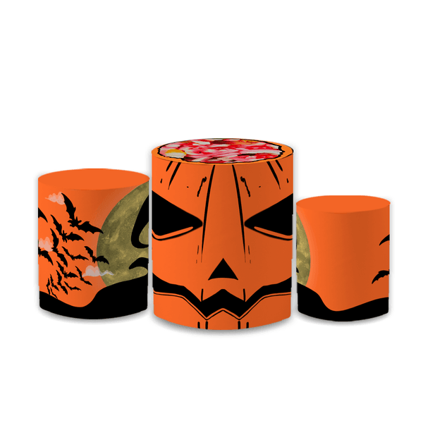 Trio Capas de Cilindros Sublimados Decorativo Tema Halloween Decoração Dia das Bruxas