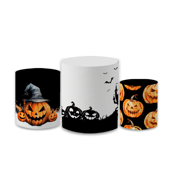 Trio Capas de Cilindros Sublimados Decorativo Tema Halloween Decoração Dia das Bruxas