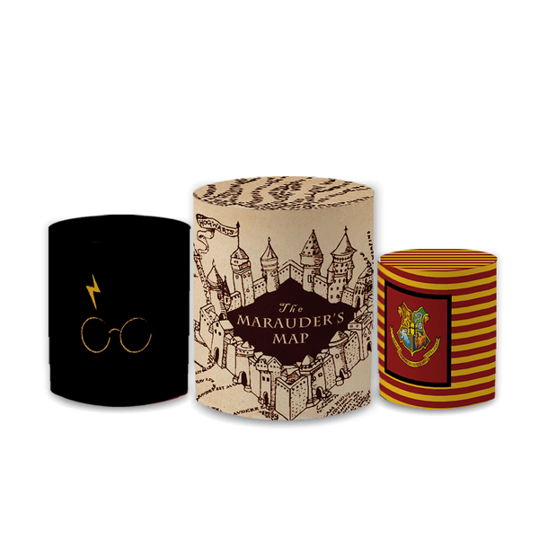 Trio Capas de Cilindros Sublimados Decorativo Tema Harry Potter Hogwarts Decoração Festa