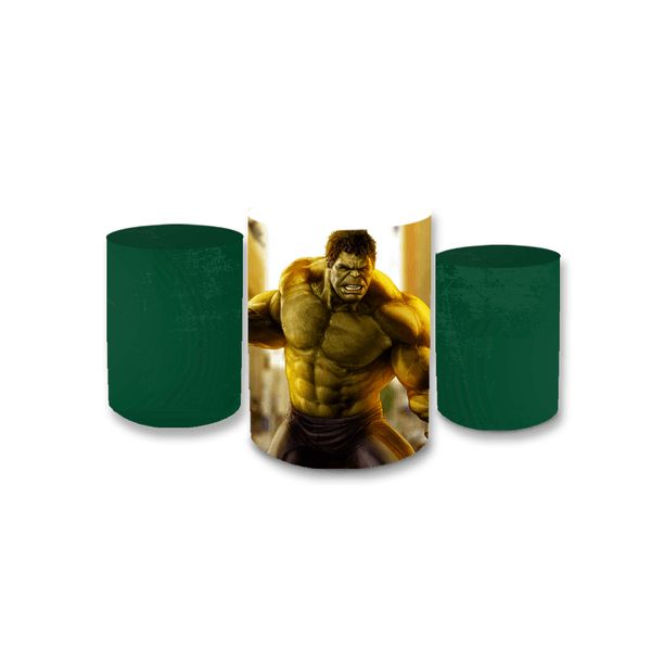 Trio Capas de Cilindros Sublimados Decorativo Tema Incrivel Hulk Menino Decoração