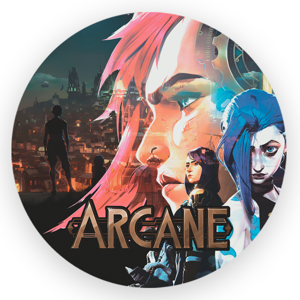 Capa Painel Redondo 1,5x1,5 de Festa Veste Fácil Sublimados Malha New Tema Arcane Serie League of Legends Decoração Festa