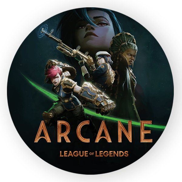 Capa Painel Redondo 1,5x1,5 de Festa Veste Fácil Sublimados Malha New Tema Arcane Serie League of Legends Decoração Festa