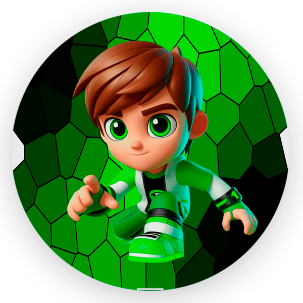 Capa Painel Redondo 1,5x1,5 de Festa Veste Fácil Sublimados Malha New Tema Ben 10 Herói Omnitrix Decoração Festa Menino