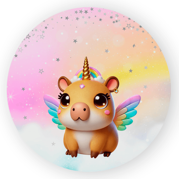 Capa Painel Redondo 1,5x1,5 de Festa Veste Fácil Sublimados Malha New Tema Capivara Cute Decoração Festa
