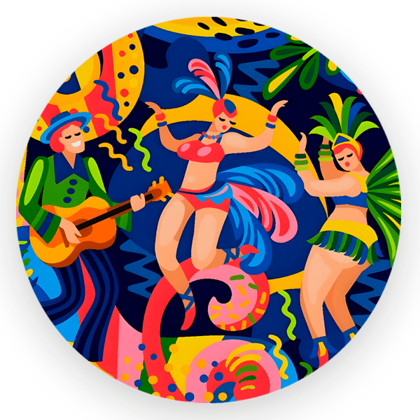 Capa Painel Redondo 1,5x1,5 de Festa Veste Fácil Sublimados Malha New Tema Carnaval Festival Bloquinho Colorido Decoração