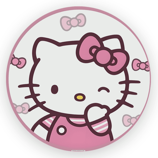 Capa Painel Redondo 1,5x1,5 de Festa Veste Fácil Sublimados Malha New Tema Hello Kitty Gatinha Fofa Decoração Festa Menina