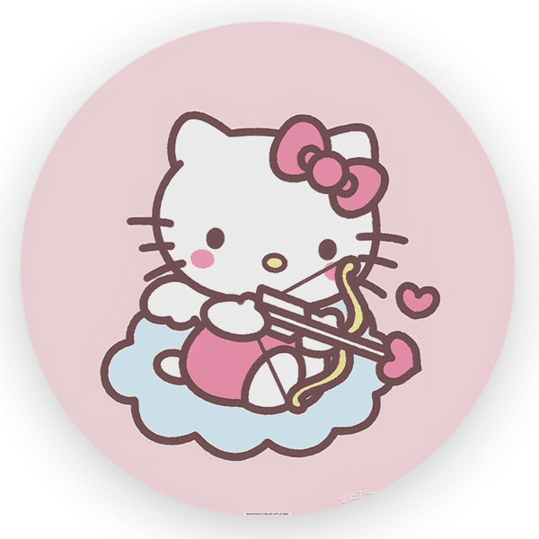 Capa Painel Redondo 1,5x1,5 de Festa Veste Fácil Sublimados Malha New Tema Hello Kitty Gatinha Fofa Decoração Festa Menina