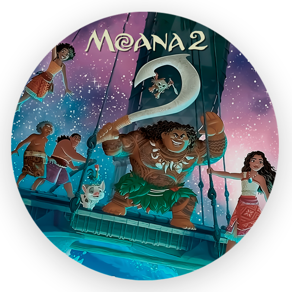 Capa Painel Redondo 1,5x1,5 de Festa Veste Fácil Sublimados Malha New Tema Moana Filme Exclusivo Festa Menina Decoração