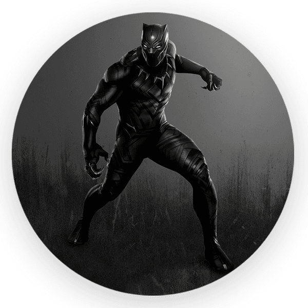 Capa Painel Redondo 1,5x1,5 de Festa Veste Fácil Sublimados Malha New Tema Heroi Pantera Negra Wakanda Marvel Decoração Festa