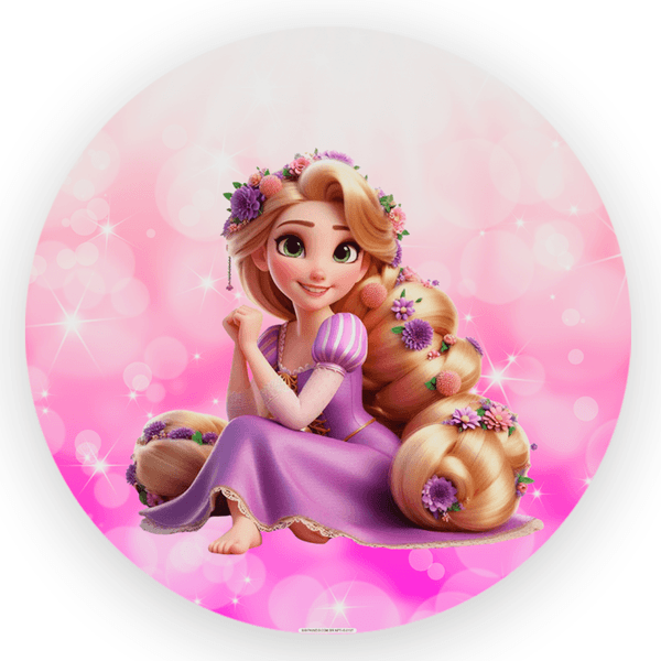 Capa Painel Redondo 1,5x1,5 de Festa Veste Fácil Sublimados Malha New Tema Princesas Cute Disney Decoração Festa Infantil Menina