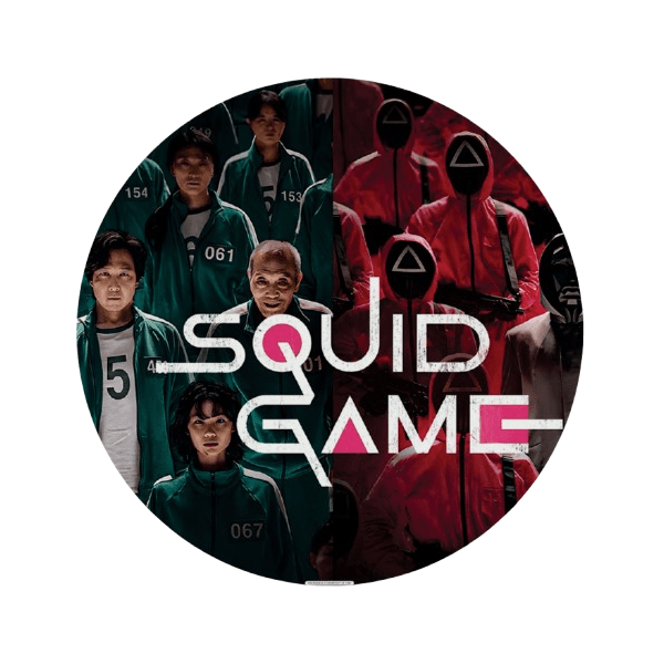 Capa Painel Redondo 1,5x1,5 de Festa Veste Fácil Sublimados Malha New Tema Round 6 Série Game Decoração Exclusiva
