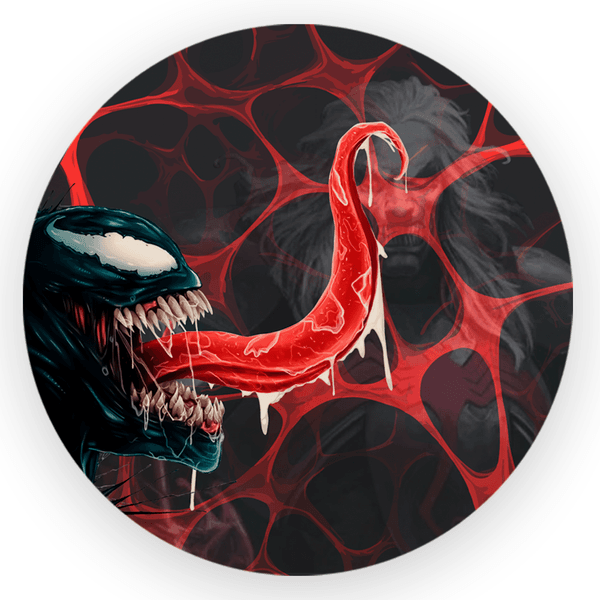 Capa Painel Redondo 1,5x1,5 de Festa Veste Fácil Sublimados Malha New Tema Venom Simboente Anti Herói Marvel Decoração Festa