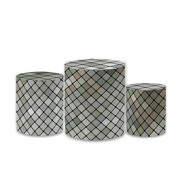 Trio Capas de Cilindros Sublimados Decorativo Tema Lantejoulas Decoração Festa Brilhante