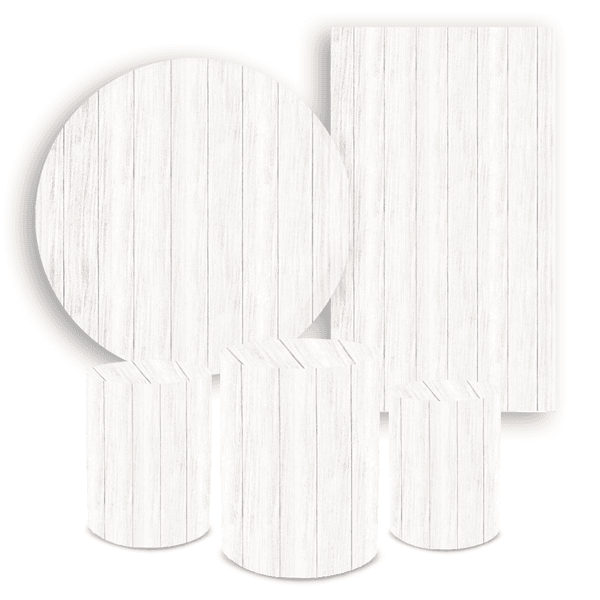 Kit Casadinho Capa Painel Redondo + Retangular + Trio Capas de Cilindro Tema Madeira 3D Decoração Ripa
