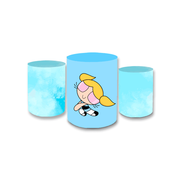 Trio Capas de Cilindros Sublimados Decorativo Tema Infantil Meninas Super Poderosas Decoração Festa