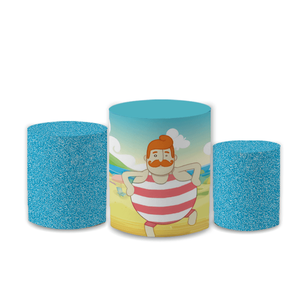 Trio Capas de Cilindros Sublimados Decorativo Tema Mundo Bita Decoração Festa Infantil