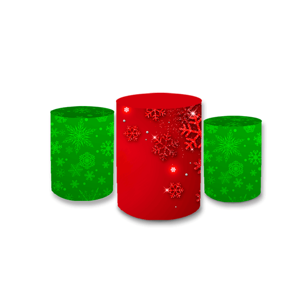 Trio Capas de Cilindros Sublimados Decorativo Tema Natal Decoração Festa Data Especial Comemorativa