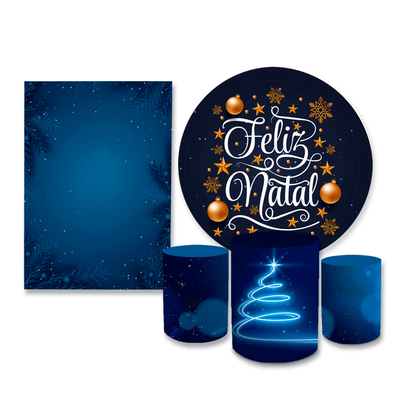 Kit Casadinho Capa Painel Redondo + Retangular + Trio Capas de Cilindro Tema Natal Data Especial Decoração