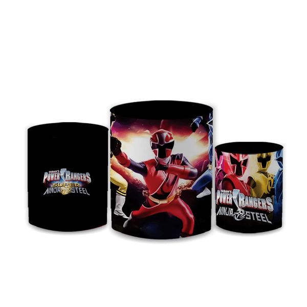 Trio Capas de Cilindros Sublimados Decorativo Tema Power Ranger Decoração Infantil