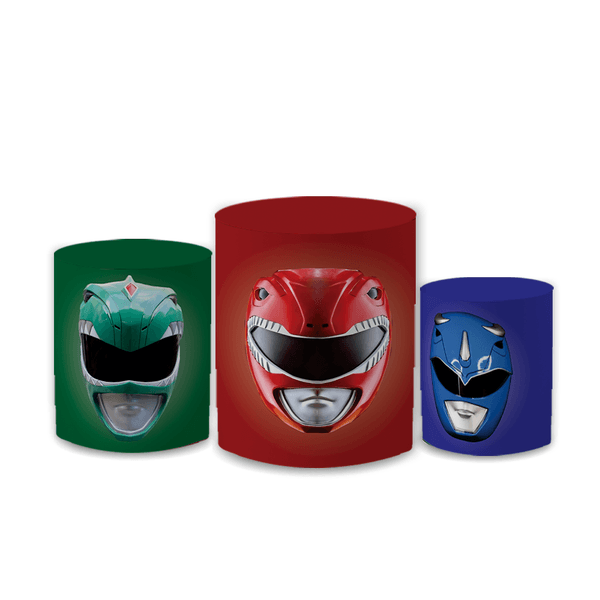 Trio Capas de Cilindros Sublimados Decorativo Tema Power Ranger Decoração Infantil