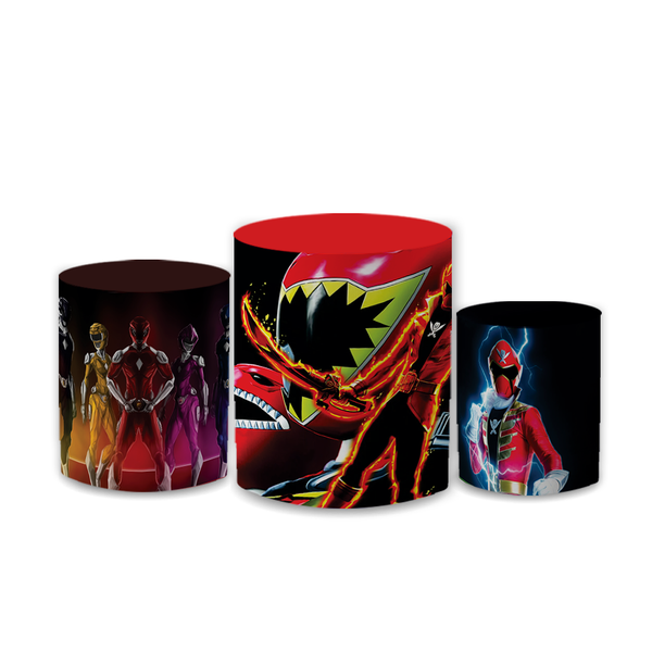 Trio Capas de Cilindros Sublimados Decorativo Tema Power Ranger Decoração Infantil