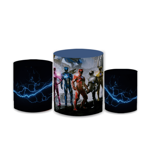 Trio Capas de Cilindros Sublimados Decorativo Tema Power Ranger Decoração Infantil