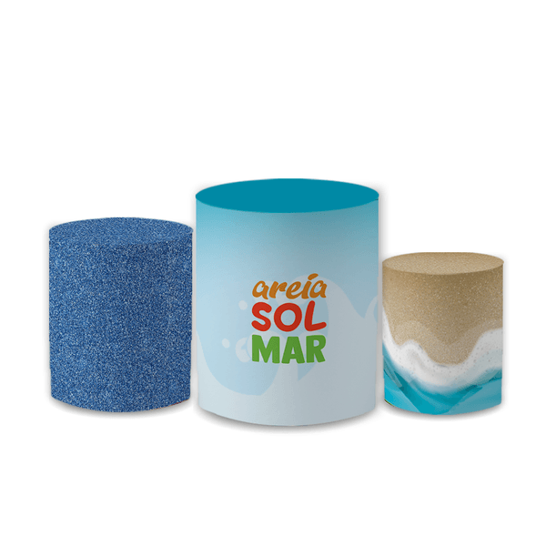 Trio Capas de Cilindros Sublimados Decorativo Tema Praia Verão Decoração