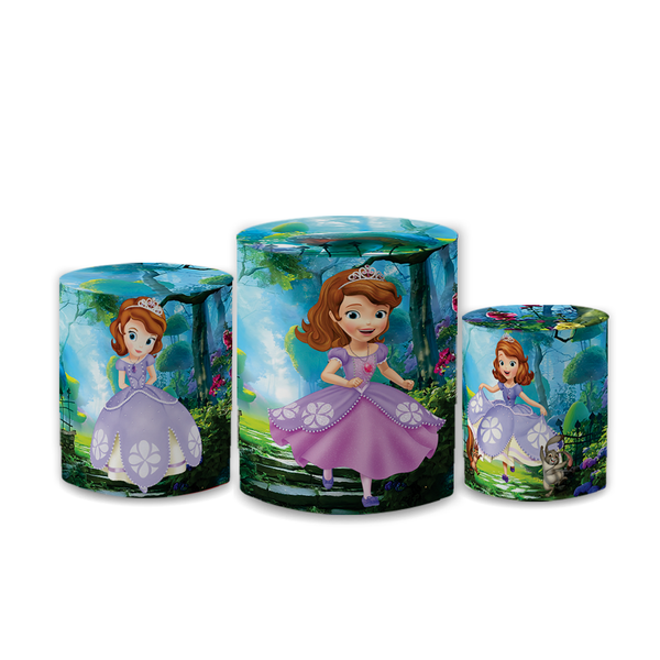 Trio Capas de Cilindros Sublimados Decorativo Tema Princesa Sofia Decoração Infantil