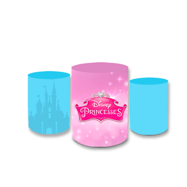 Trio Capas de Cilindros Sublimados Decorativo Tema Princeas Decoração Festa Infantil