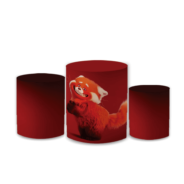 Trio Capas de Cilindros Sublimados Decorativo Tema Red Turning Decoração Festa Infantil