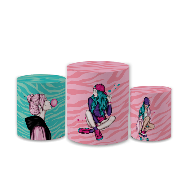 Trio Capas de Cilindros Sublimados Decorativo Tema Sad Girl Decoração Festa