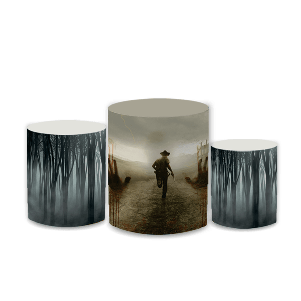 Trio Capas de Cilindros Sublimados Decorativo Tema The Walking Dead Decoração Festa