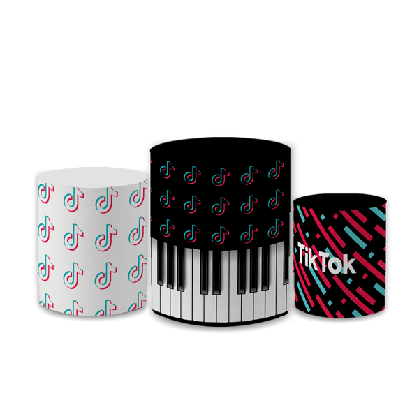 Trio Capas de Cilindros Sublimados Decorativo Tema Tik Tok Decoração Festa