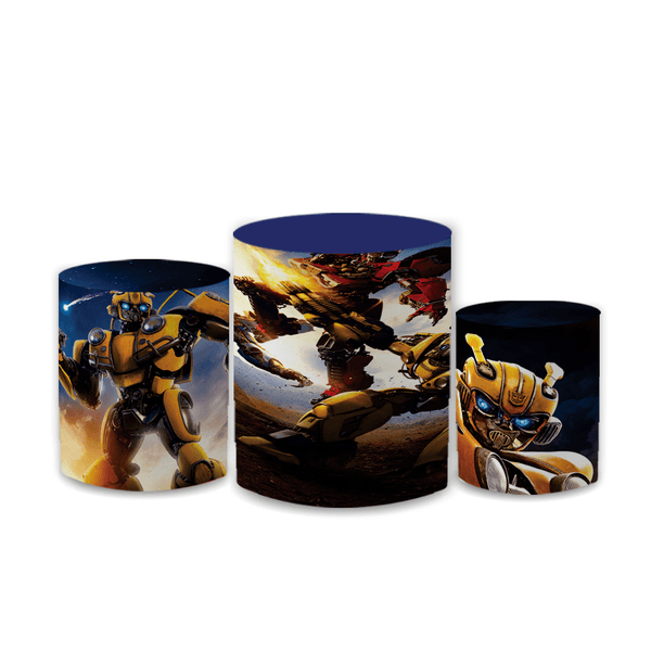 Trio Capas de Cilindros Sublimados Decorativo Tema Transformers Decoração Festa