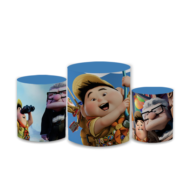 Trio Capas de Cilindros Sublimados Decorativo Tema Up Altas Avenduração Filme Decoração Infantil