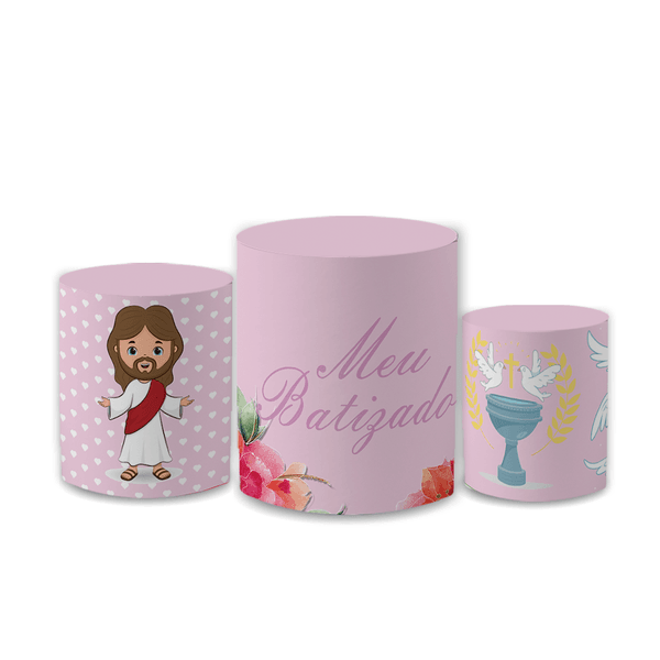 Trio Capas de Cilindros Sublimados Decorativo Tema Ursinhos Cute Menino Menina Decoração Infantil Festa