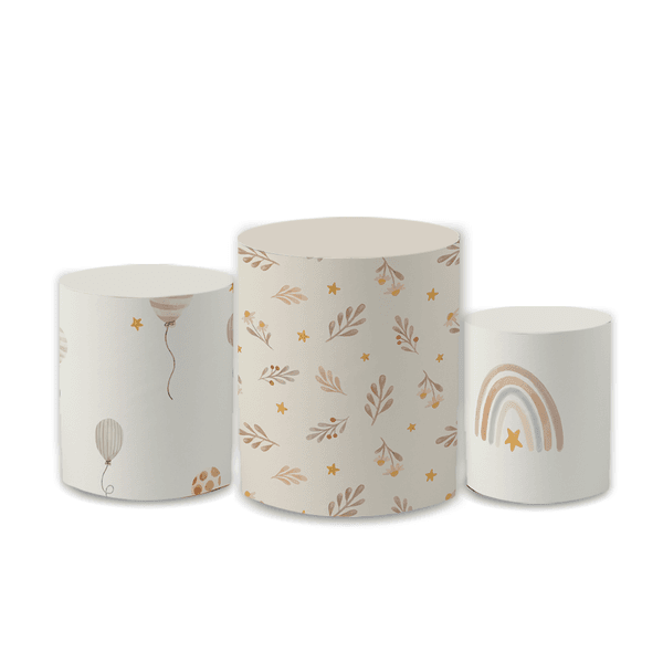 Trio Capas de Cilindros Sublimados Decorativo Tema Ursinhos Cute Menino Menina Decoração Infantil Festa
