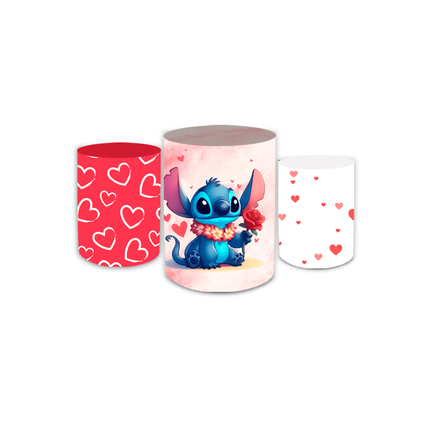 Trio Capas Cilindro Veste Fácil Sublimado Festa Aniversário Infantil Tema Lilo & Stitch 