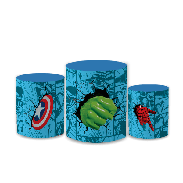 Trio Capas Cilindro Veste Fácil Sublimado Festa Aniversário Infantil Tema Heróis Os Vingadores 