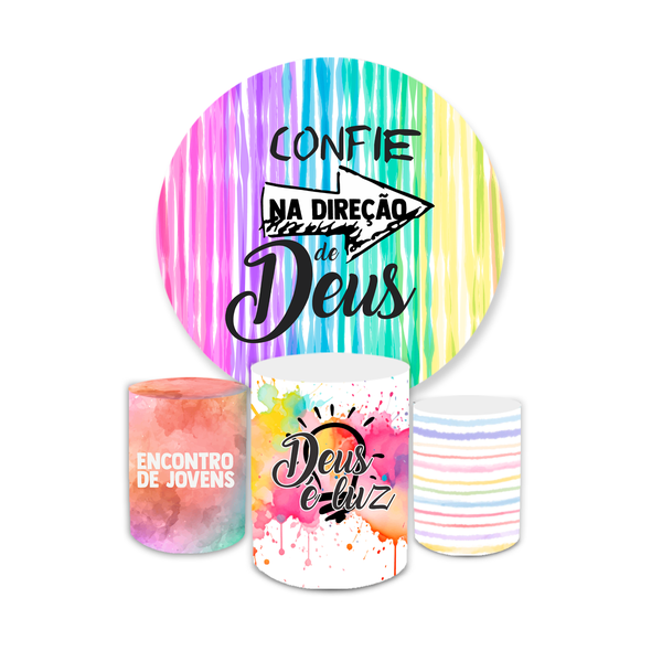 Kit Capa Painel + Trio Cilindros Deus Confie Nele Evangélico