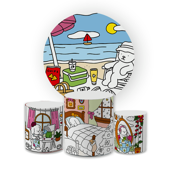Kit Capa Painel Redondo + Trio Cilindros Tema Bobbie Goods