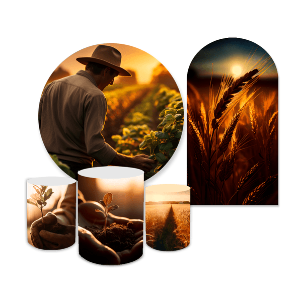 Kit Casadinho Capa Painel + Trio Capa Cilindros Tema Agro