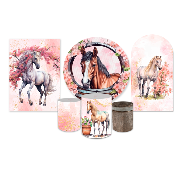 Kit Completo Cavalo Floral Rosa