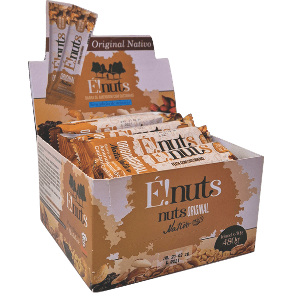 É!nuts Original Nativo *Zero adição de açúcares. Display 480g 16 Und. 30g