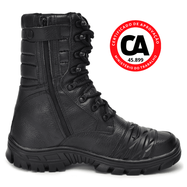Coturno Bota Tático Militar Attack Zíper Moto 5188/01 Preto c a Nº 45899