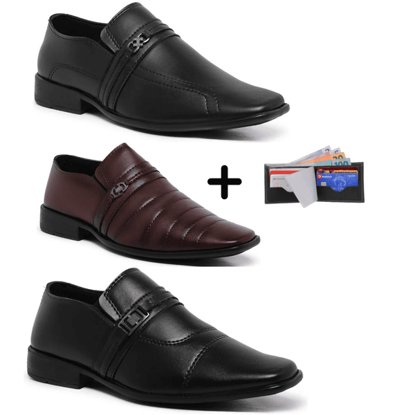 Kit 3 pares Sapato social + brinde