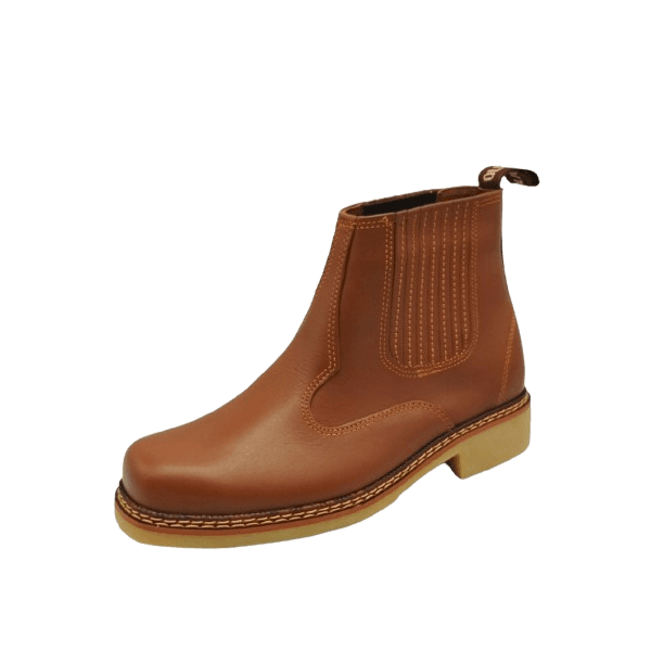 Botina Oliveira Vira Comum Bico Quadrado Graxa Caramelo